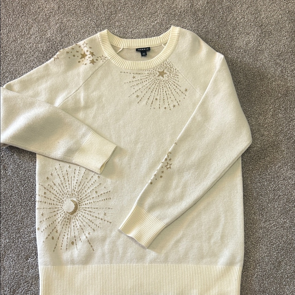 Torrid Cream Sweater with Gold Starburst Design
